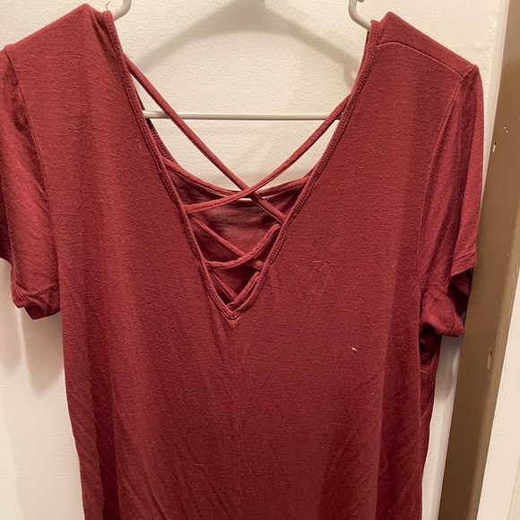Maroon Criss Cross Back Top - Picture 2 of 2